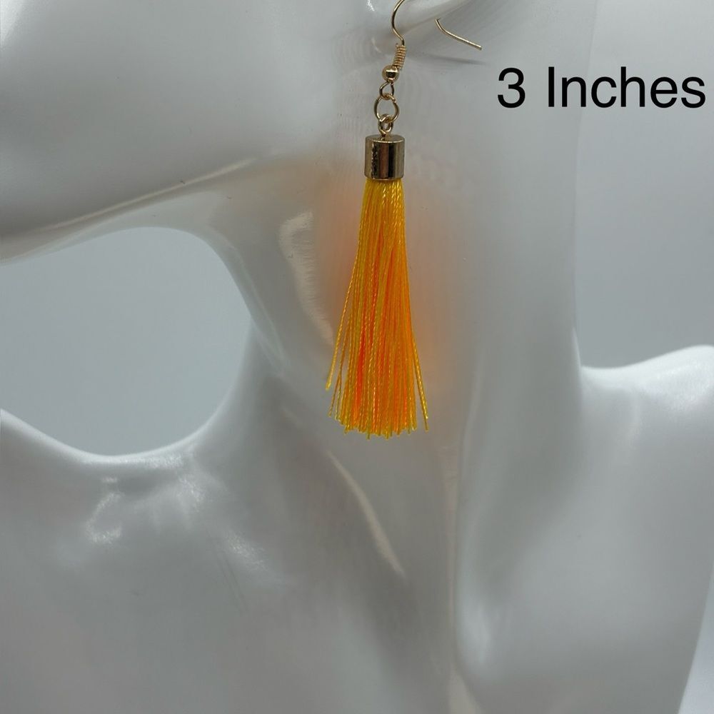 Gold-Tone Orange Tassel Earrings NWOT